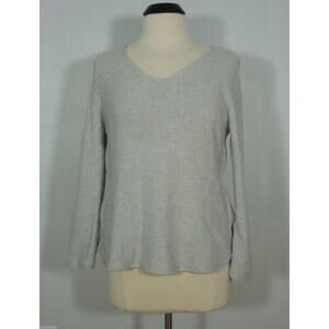 BANANA REPUBLIC Knit Sweater size PL Petite Womens Gray V-Neck